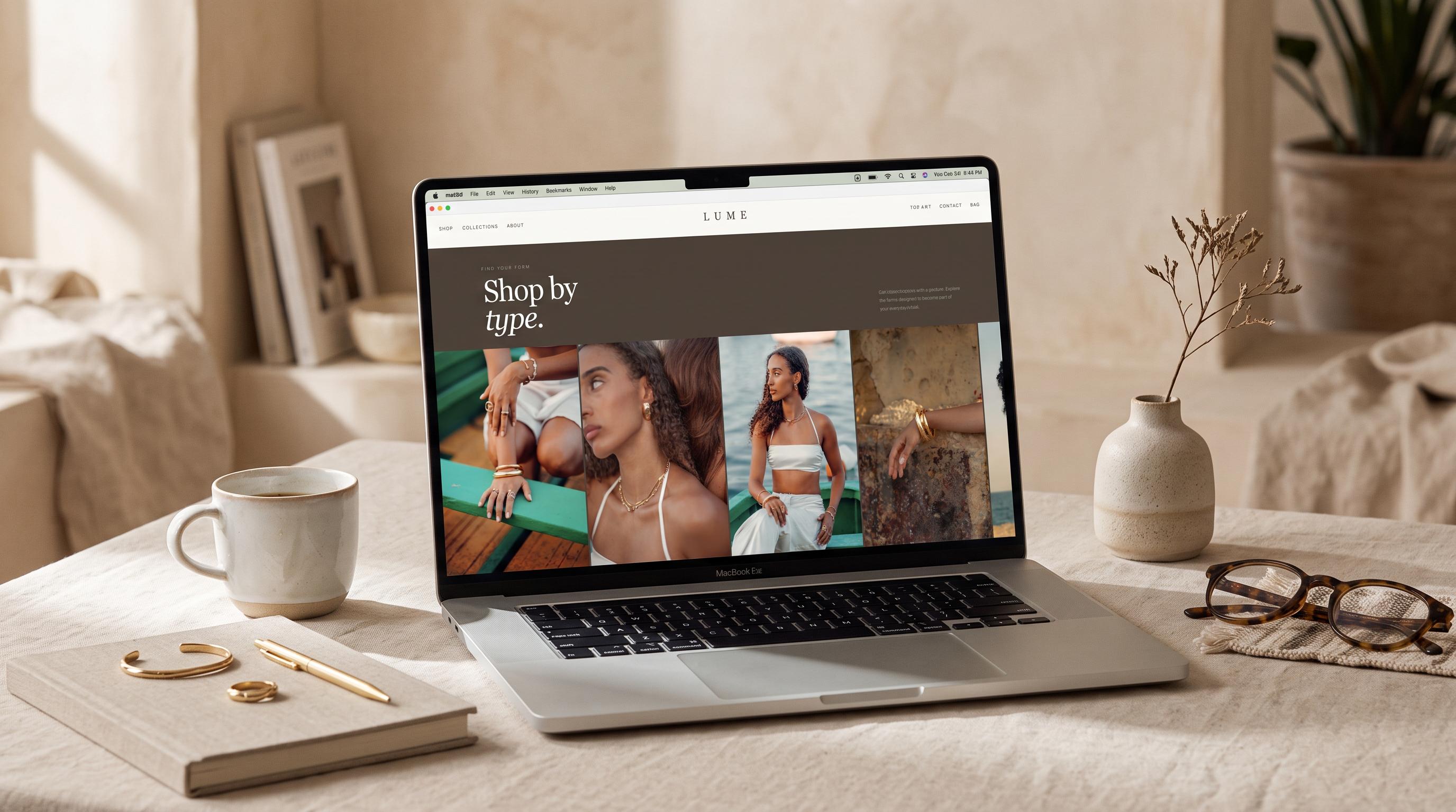 Laptop showing a minimal elegant website